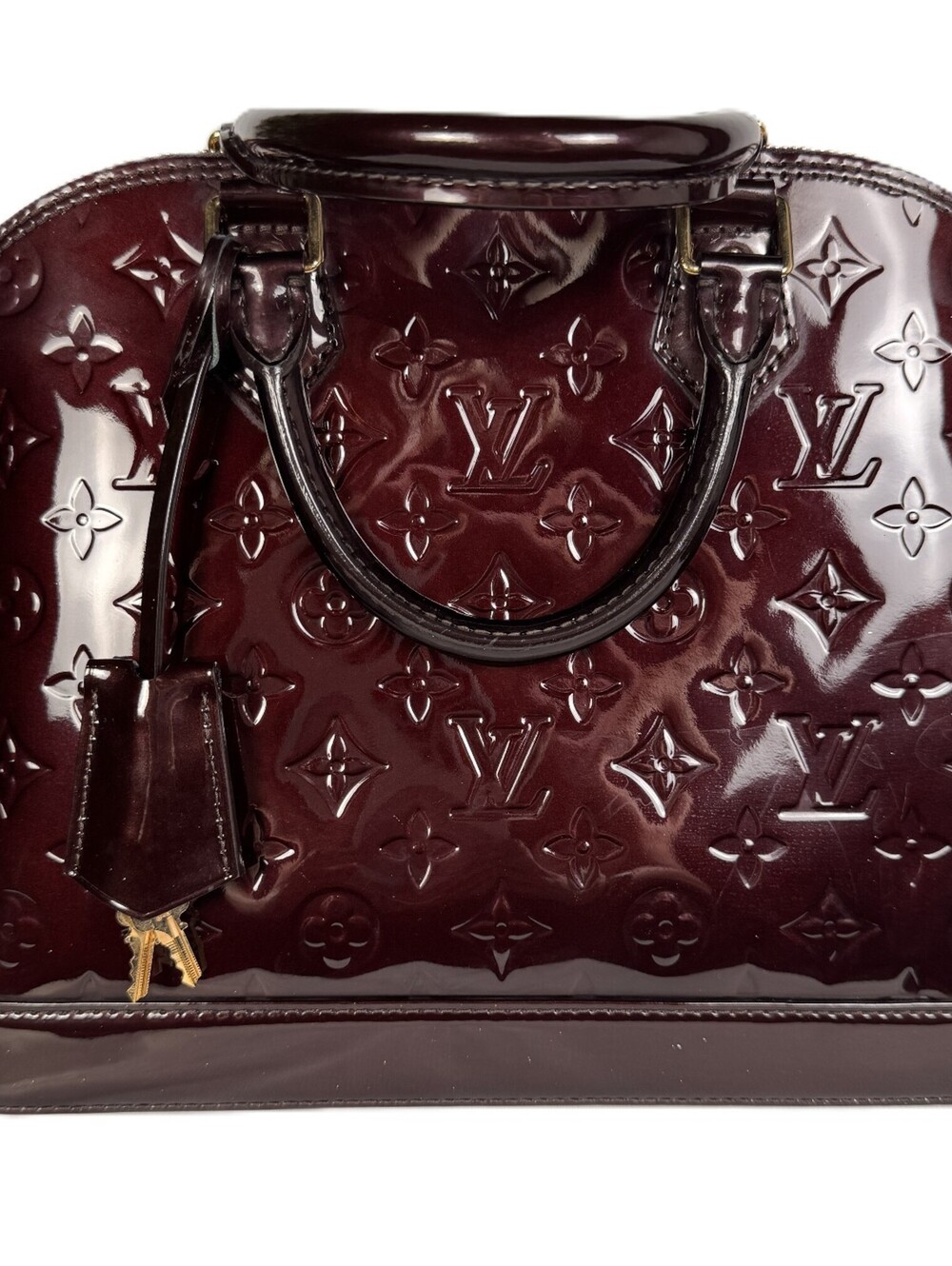 Louis Vuitton Alma MM Amarante Burgundy Monogram Vernis Handbag
